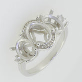 Sterling Silver Semi Mount Ring Setting Oval OV 9X7mm OV 7x5 Three Sto - Syzjewelry